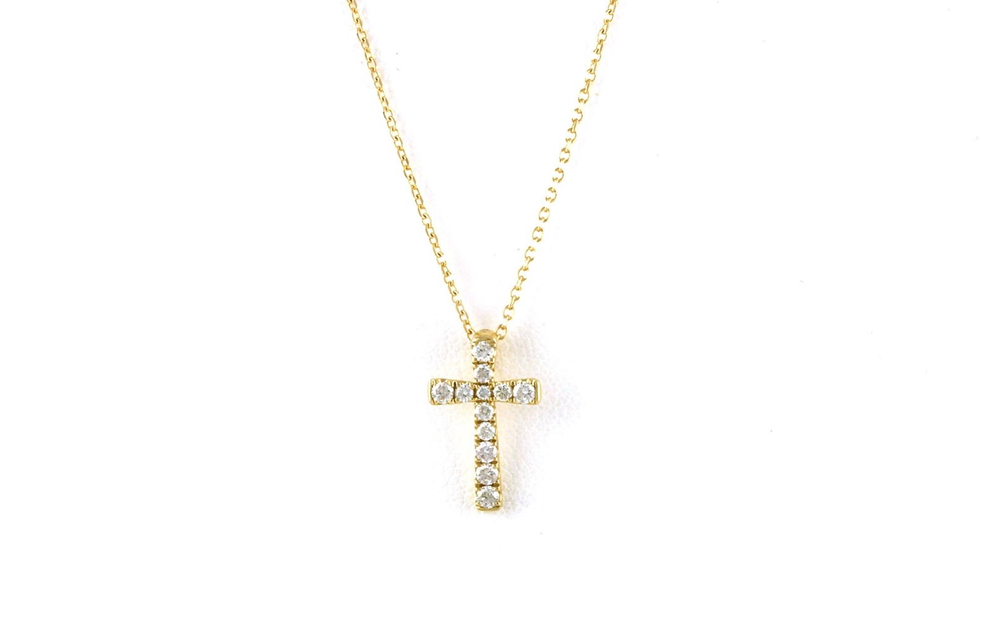 12-Stone Pave Diamond Cross in Yellow Gold (0.25cts TWT)