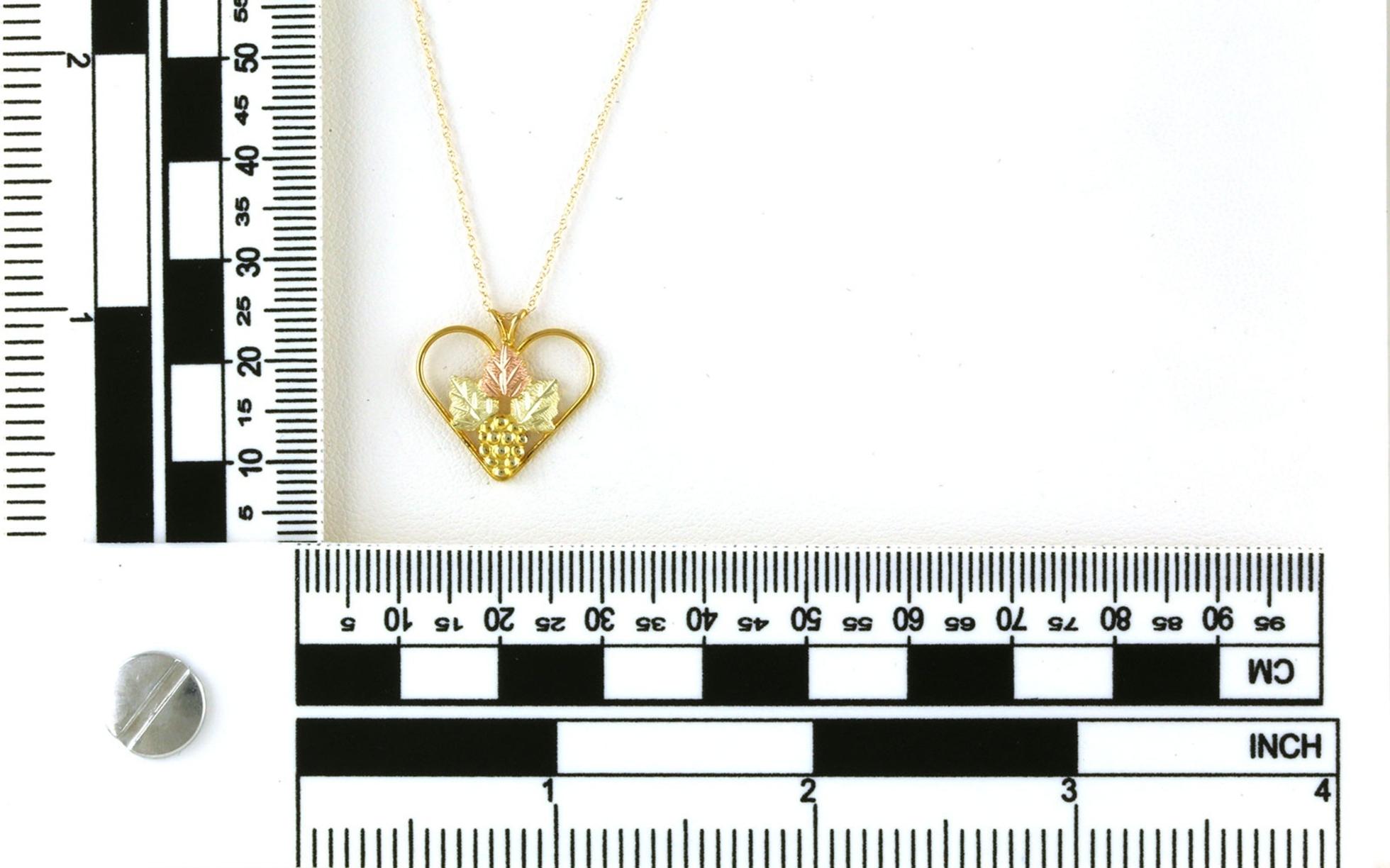 Estate Piece: Heart with Grape Cluster Necklace in Tri-tone Black Hills Gold scale