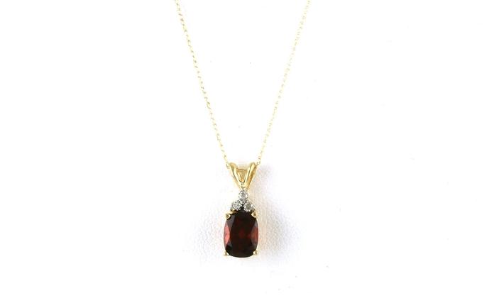 content/products/Estate Piece: 4-Prong Cushion Garnet with Cluster Diamond Accent Necklace in Yellow Gold