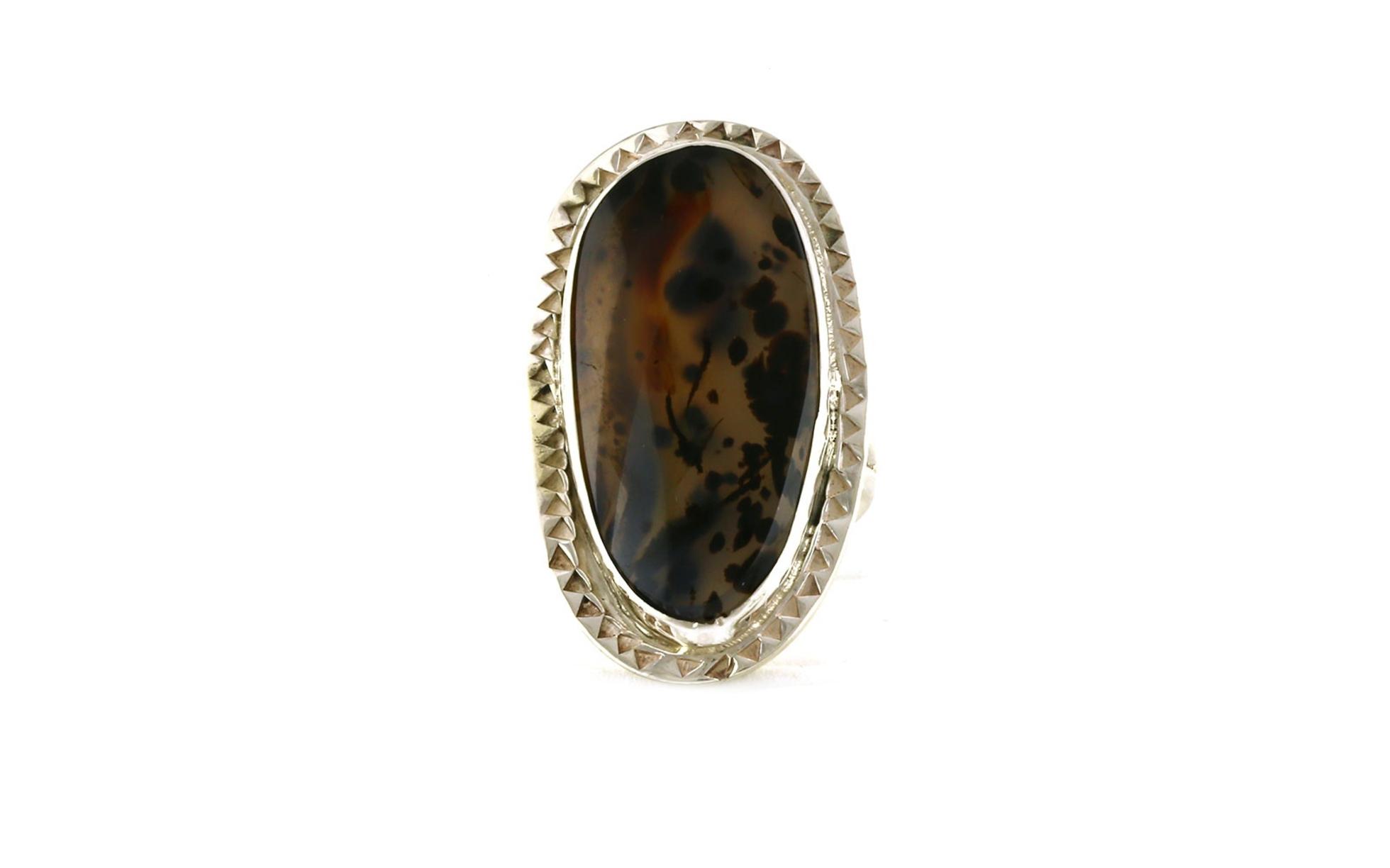 Estate Piece: Large Agate Cocktail Ring in Sterling Silver