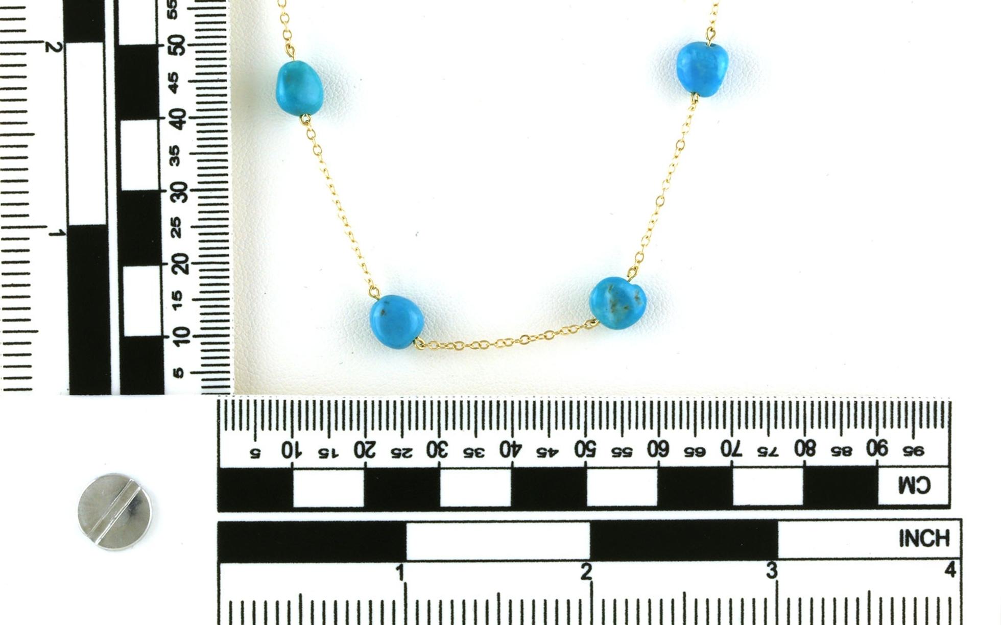 12-Stone Turquoise Station Necklace in Yellow Gold scale