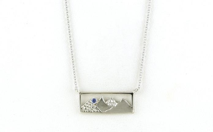content/products/Rectangular Frame Montana Yogo Sapphire Mountain Necklace in Sterling Silver (0.03cts)