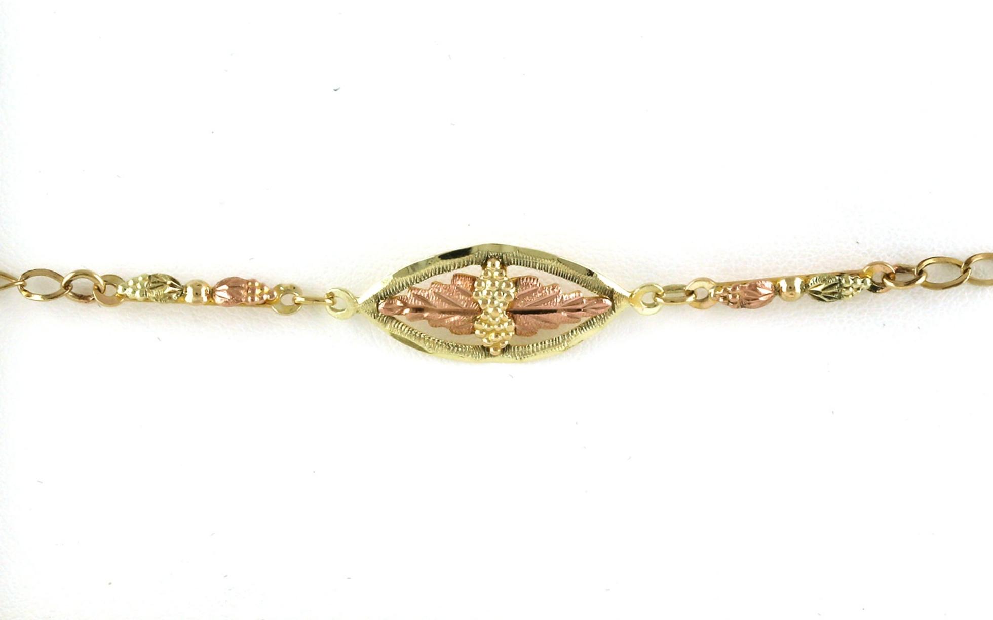 Estate Piece: Leaf and Grape Cluster Bracelet in Two-tone Black Hills Gold