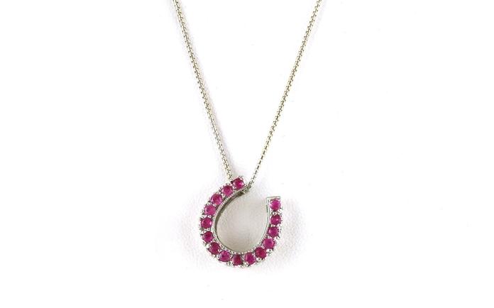 content/products/Estate Piece: Pink Sapphire Horseshoe Necklace in White Gold