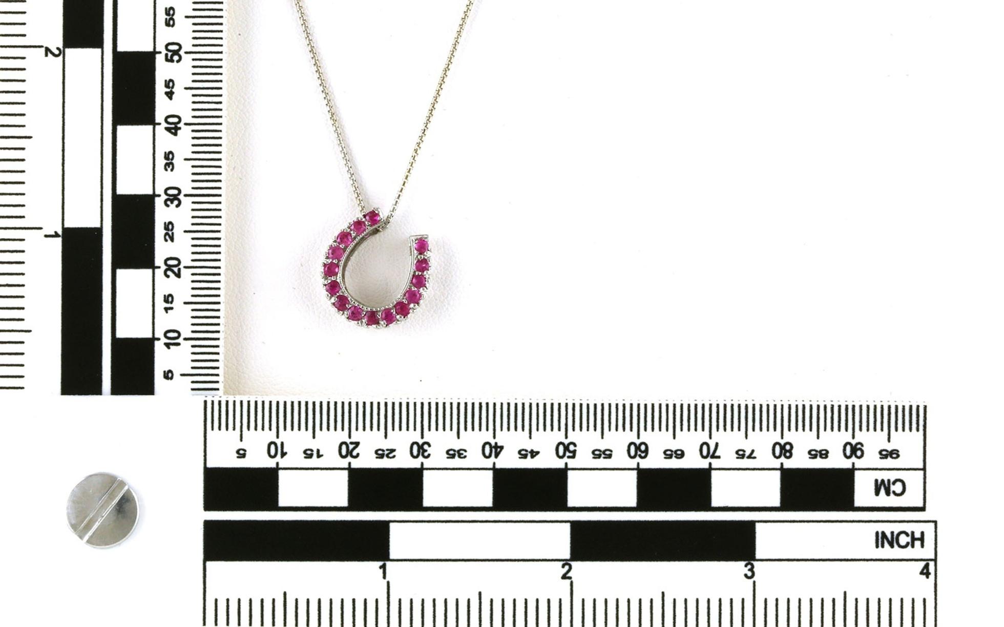 Estate Piece: Pink Sapphire Horseshoe Necklace in White Gold scale
