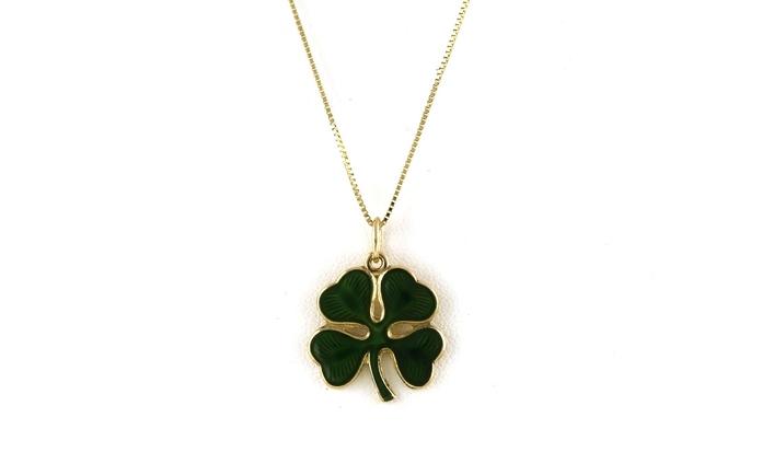 content/products/Estate Piece: Green Enamel Four Leaf Clover Necklace in Yellow Gold