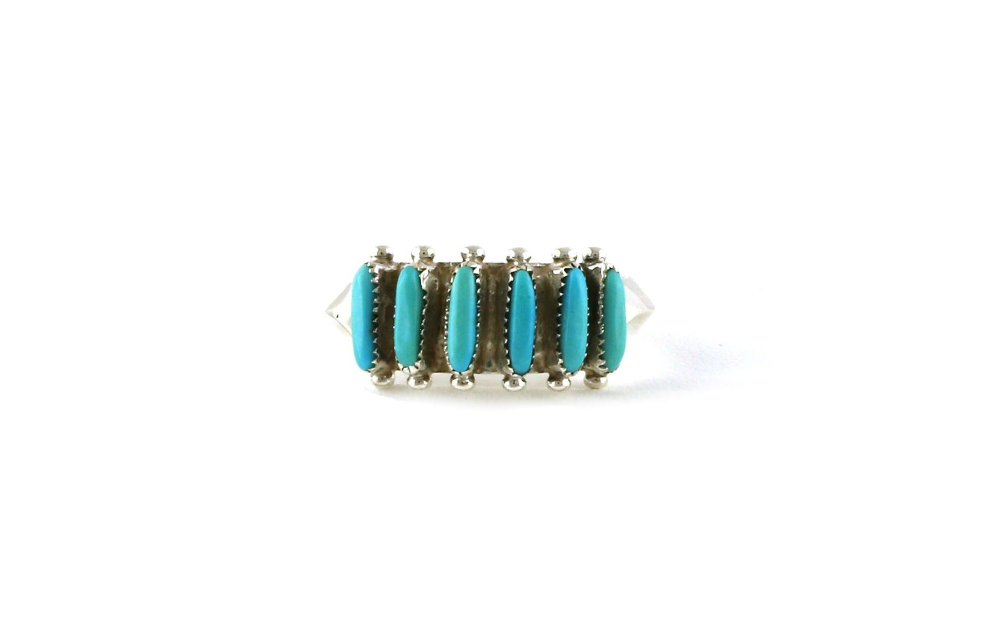 Estate Piece: 6-Stone Turquoise Slice Fashion Ring in Sterling Silver