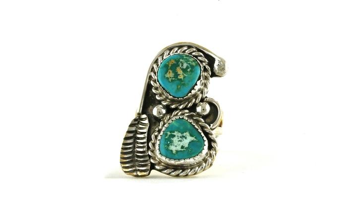 content/products/Estate Piece: 2-stone Turquoise Feather Ring in Sterling Silver