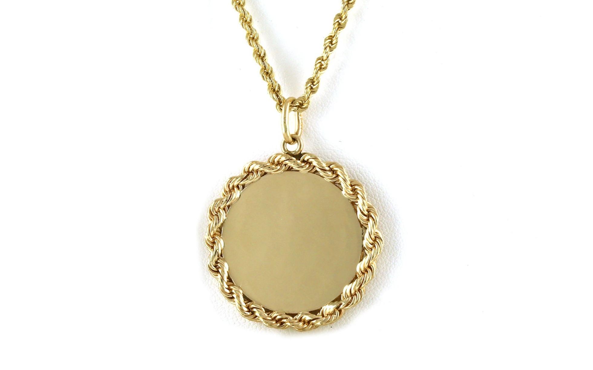 Estate Piece: Rope Edge Polished Disc Necklace in Yellow Gold