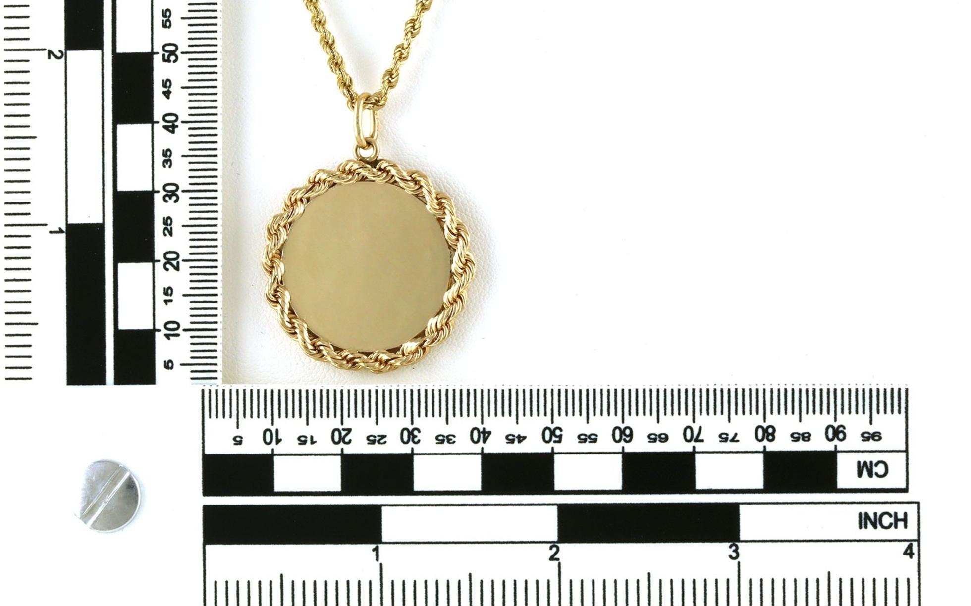 Estate Piece: Rope Edge Polished Disc Necklace in Yellow Gold scale