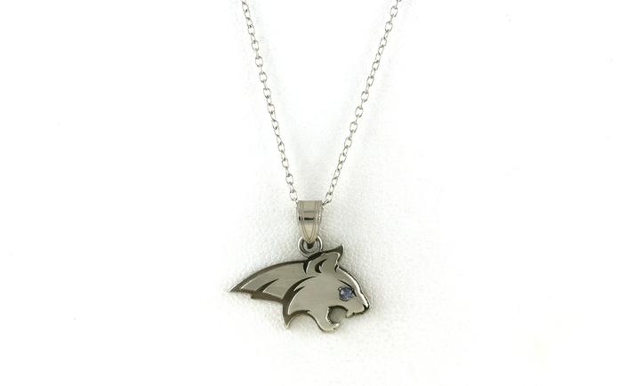 content/products/Small Official Bobcat Pendant/Charm with Montana Yogo Sapphire Eye in Sterling Silver (0.02cts)