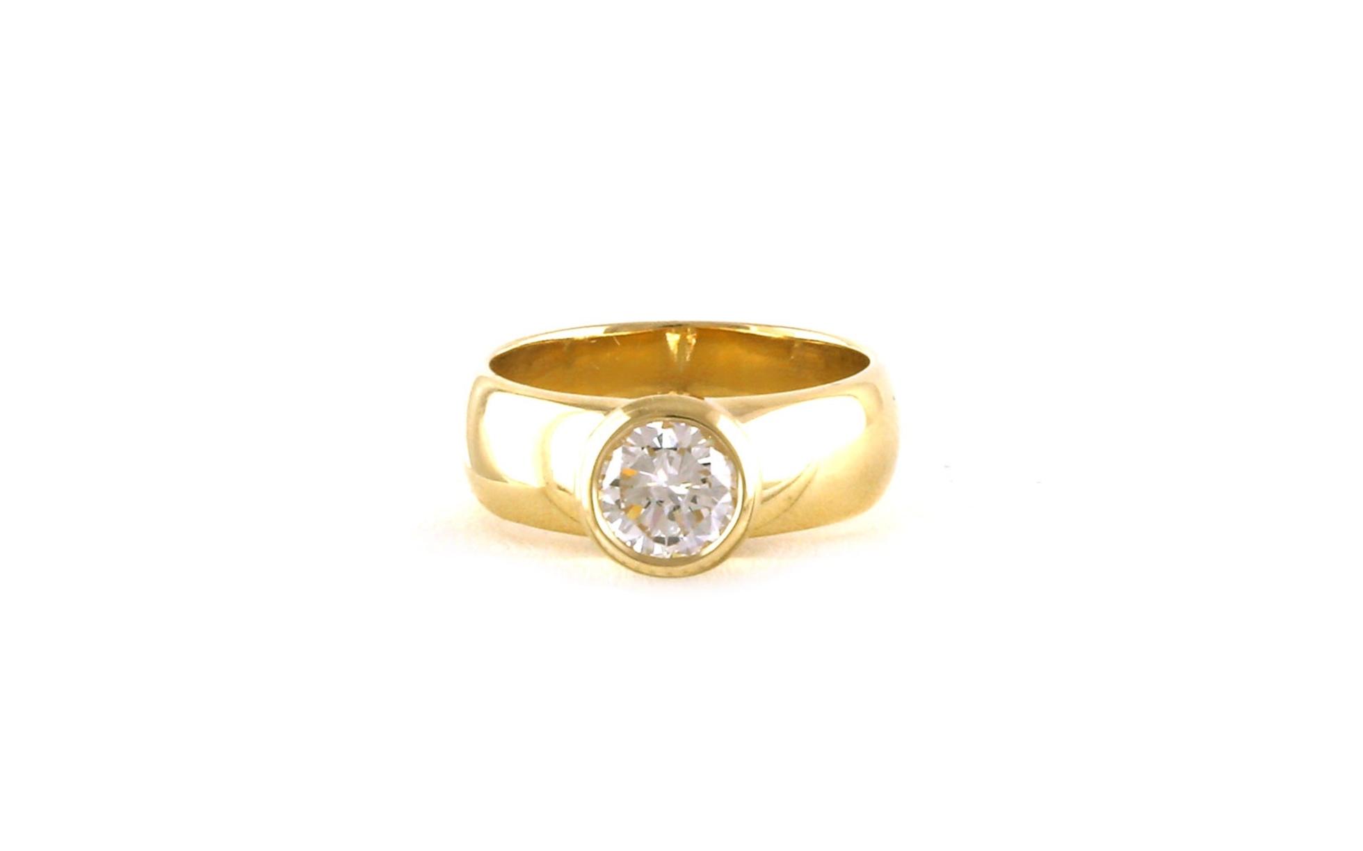 Wide Band Bezel-set Diamond Engagement Ring in Yellow Gold (0.99cts)
