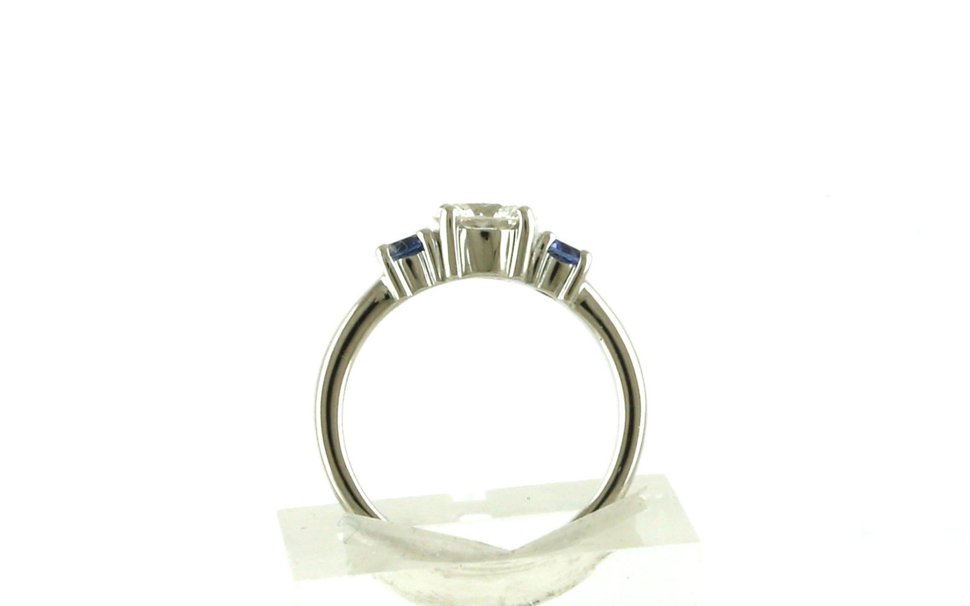 3-Stone Prong-set Diamond and Montana Yogo Sapphire Ring in White Gold (1.44cts TWT) side