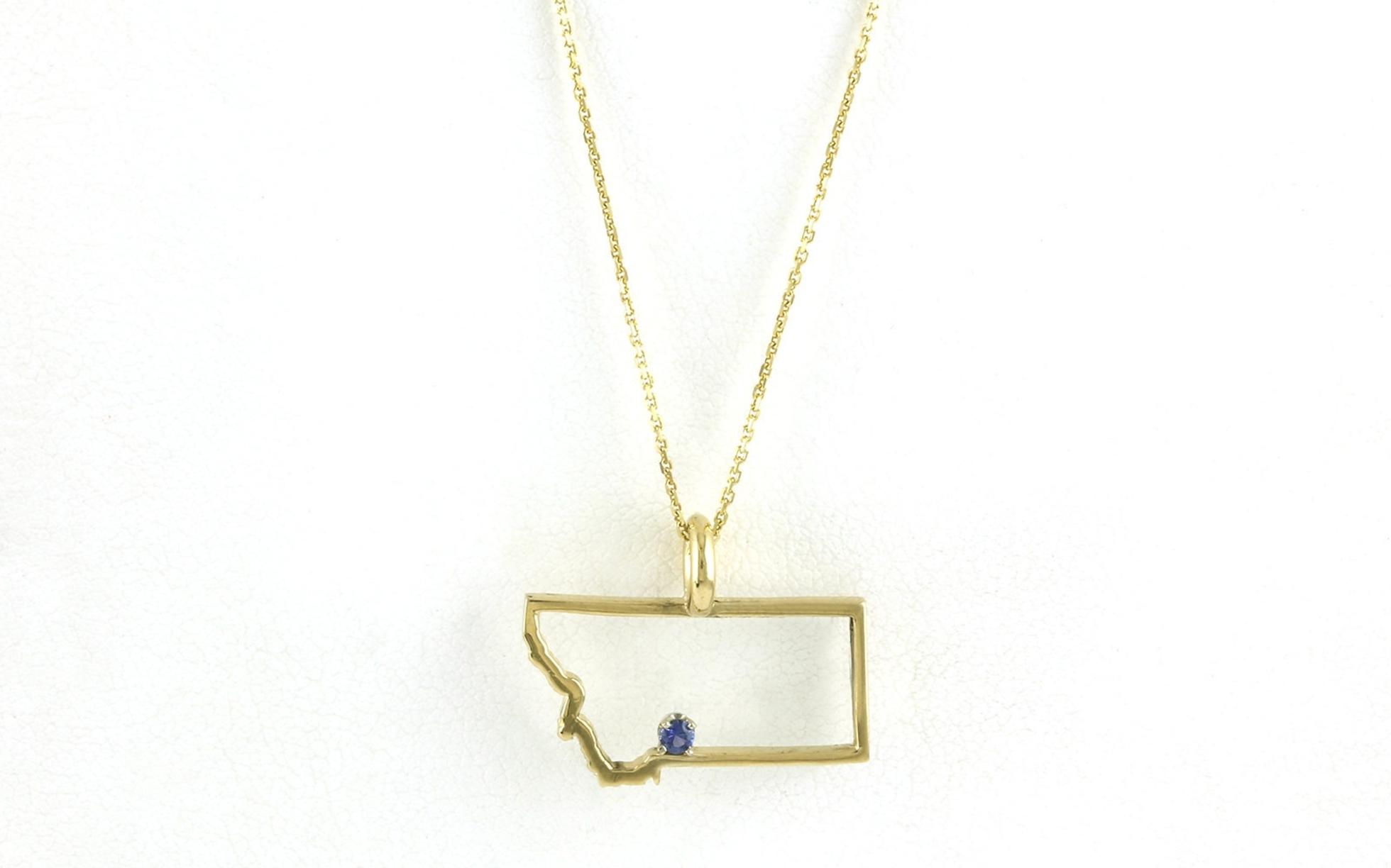 State of Montana Outline Necklace with Montana Yogo Sapphire in Yellow Gold (0.05cts)