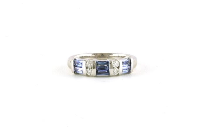 content/products/2-Row Bar-set Baguette-cut Montana Yogo Sapphire and Diamond Band in White Gold (0.89cts TWT)