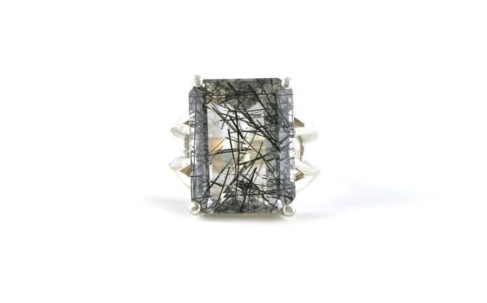 content/products/Estate Piece: Solitaire-style Emerald-cut Rutilated Quartz Ring in Sterling Silver