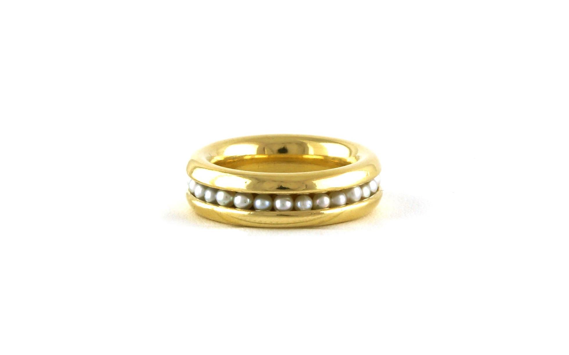 Estate Piece: Channel-set Seed Pearl Eternity Ring in Yellow Gold 