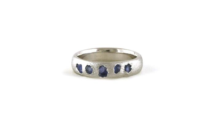 content/products/5-Stone Flush-set Raw Un-cut Montana Yogo Sapphire Ring with Diamond Finish Texture in White Gold (0.80cts TWT)