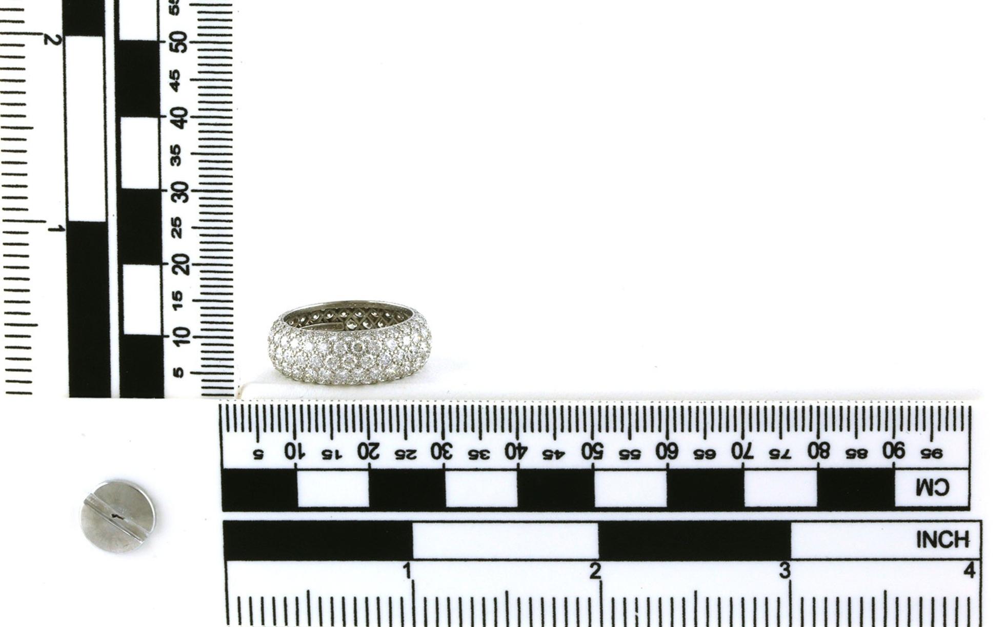 Estate Piece: Tiffany and Co. Wide Bombe-style Pave Diamond Eternity Band in Platinum (3.50cts TWT) scale