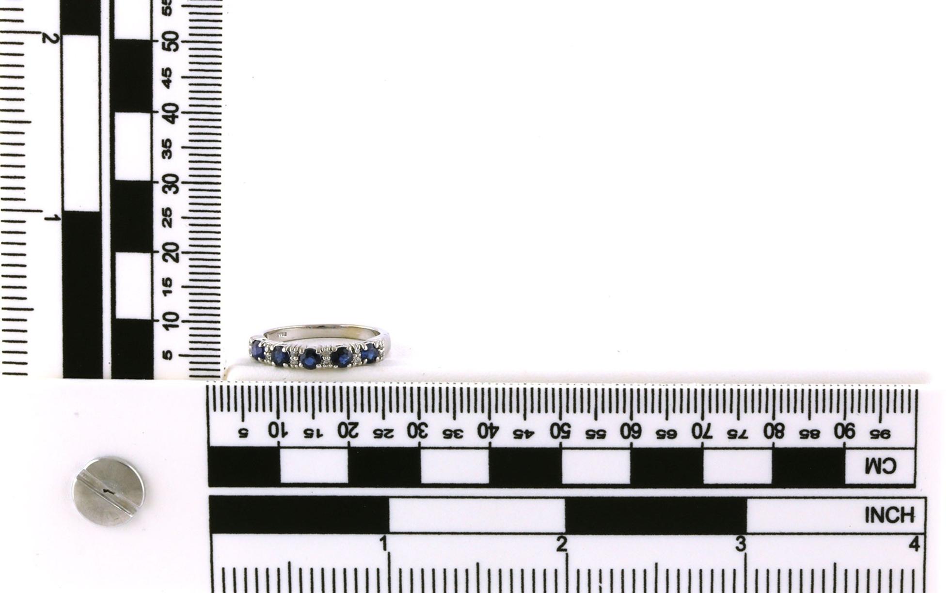 Estate Piece: Alternating Sapphire and Diamond Ring in White Gold (0.60cts TWT) scale