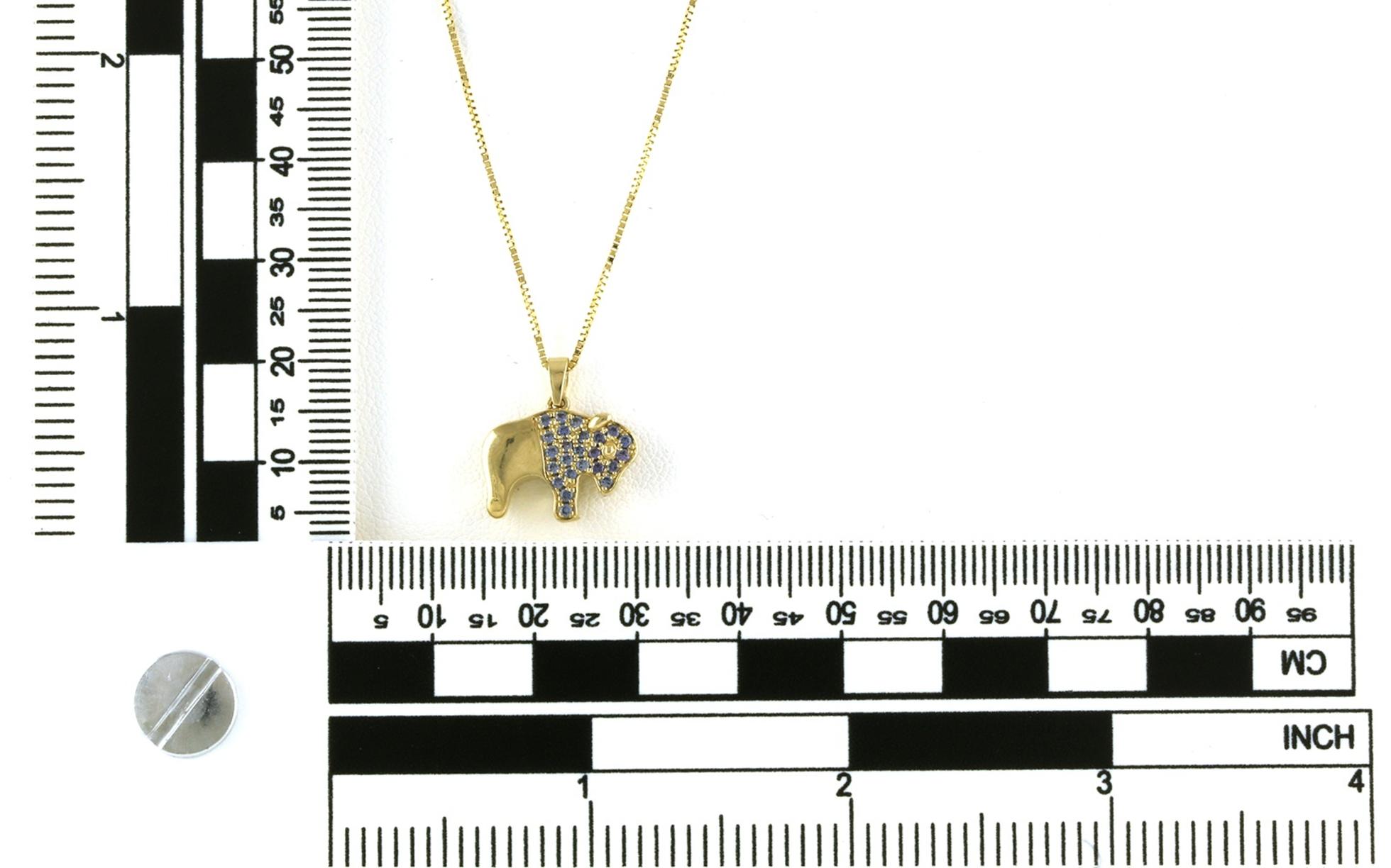 Buffalo Pave Montana Yogo Sapphire Necklace in Yellow Gold (0.38cts TWT) scale