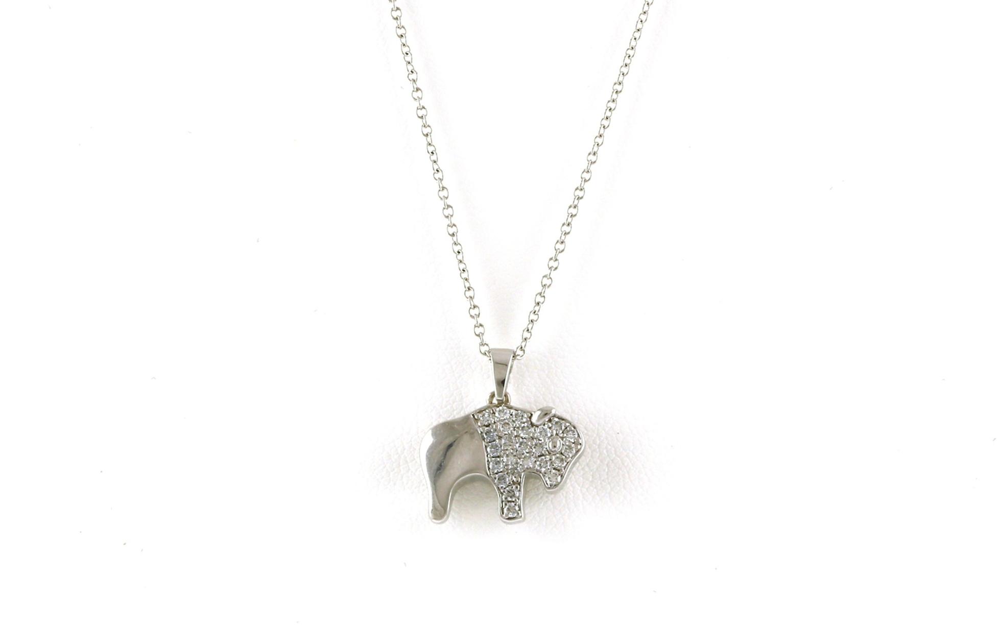 Buffalo Pave Diamond Necklace in White Gold (0.23cts TWT)