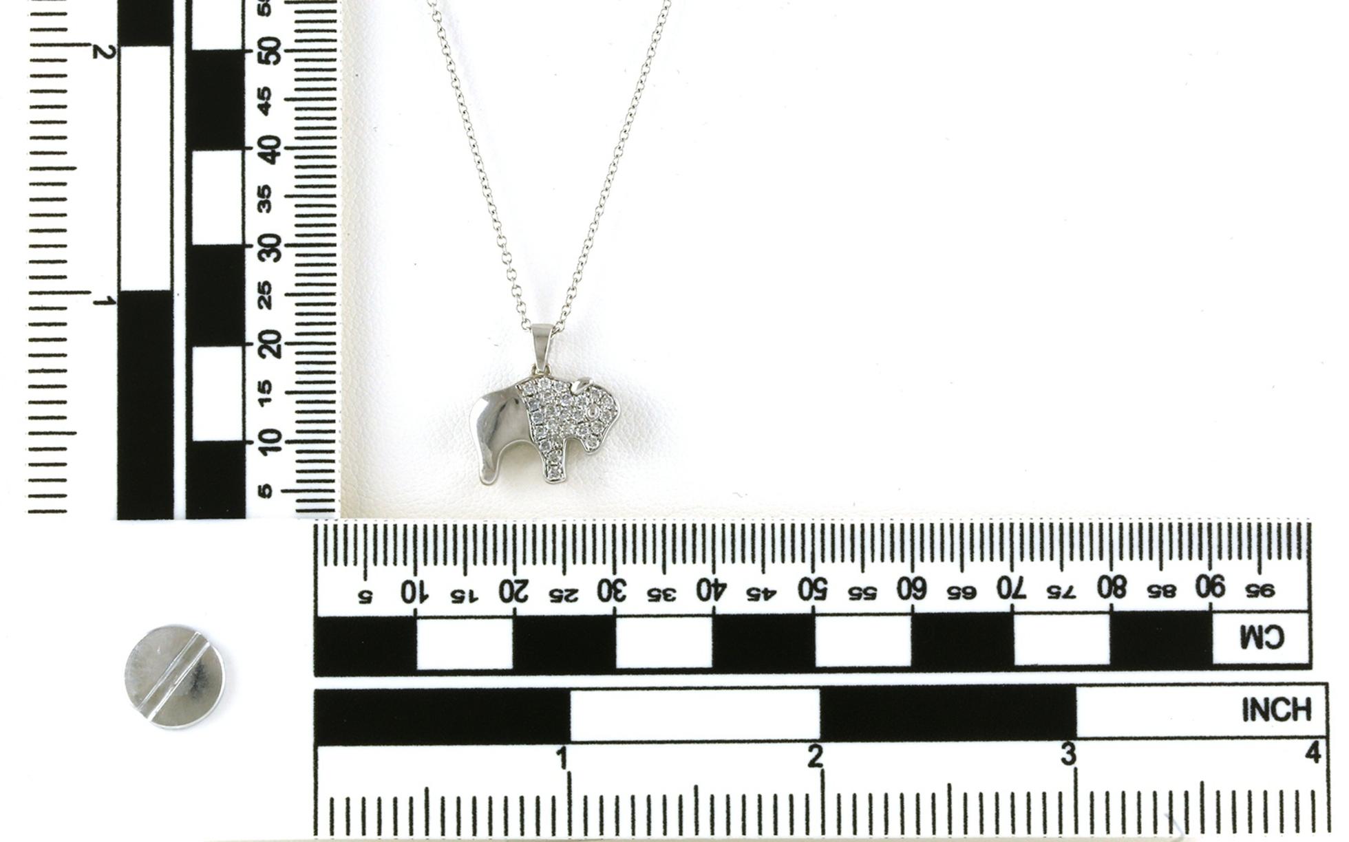 Buffalo Pave Diamond Necklace in White Gold (0.23cts TWT) scale