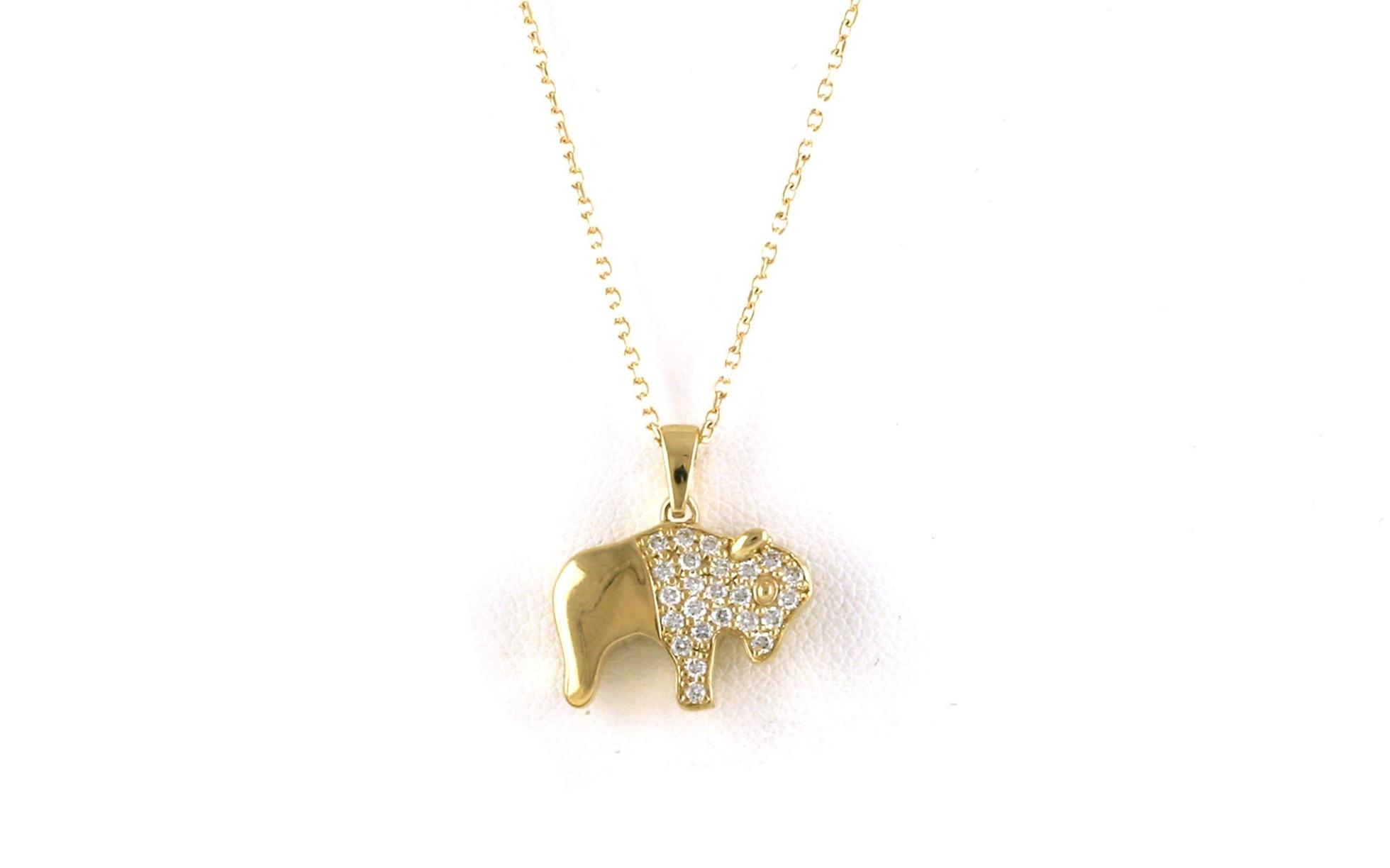 Buffalo Pave Diamond Necklace in Yellow Gold (0.23cts TWT)