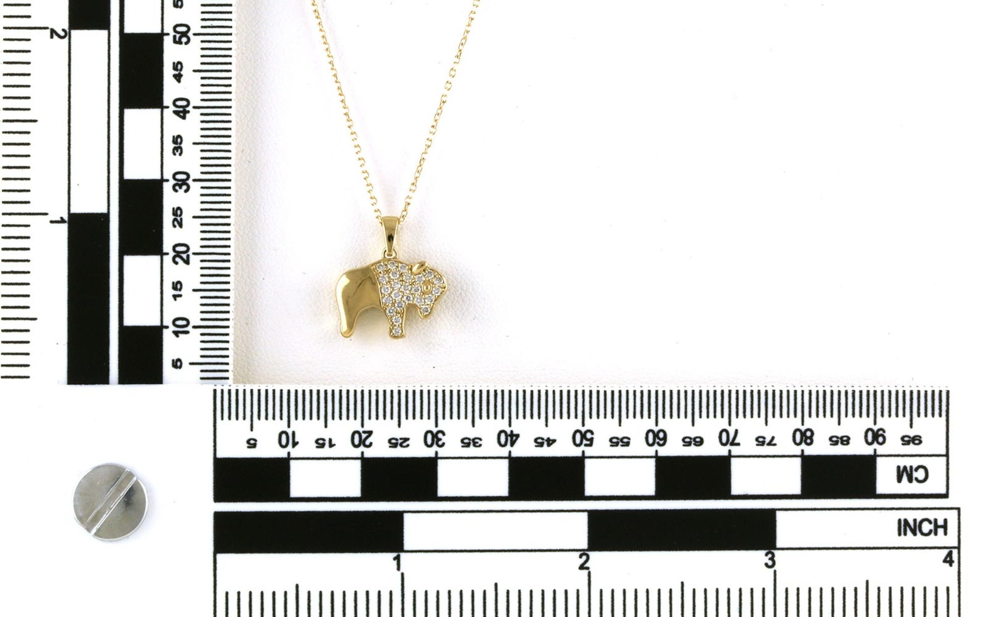 Buffalo Pave Diamond Necklace in Yellow Gold (0.23cts TWT) scale