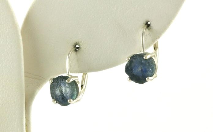 content/products/Raw Un-cut Montana Sapphire Leverback Earrings in White Gold (4.20cts TWT)