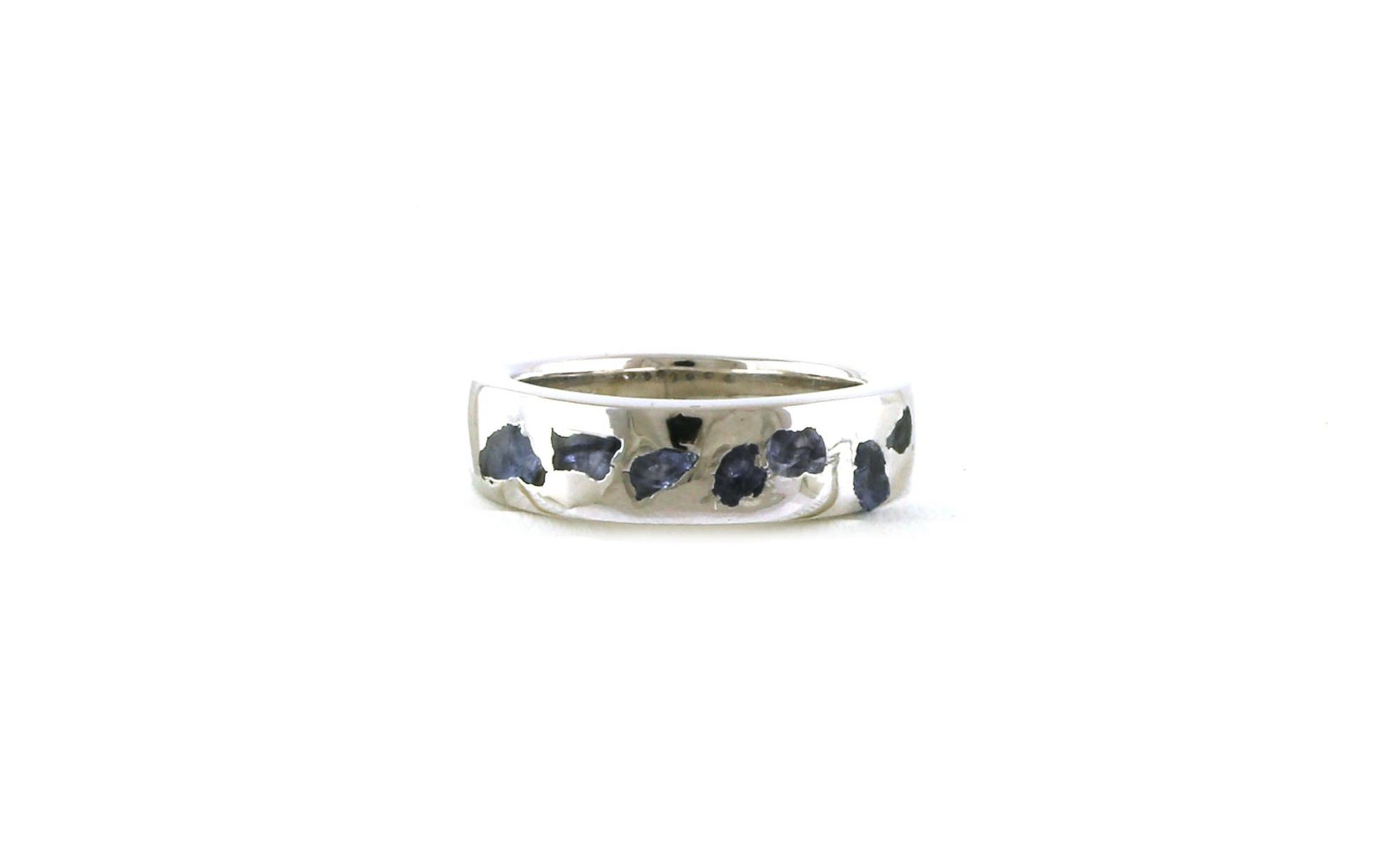 7-Stone Cast-in Raw Un-cut Montana Yogo Sapphire Ring in White Gold (1.47cts TWT)