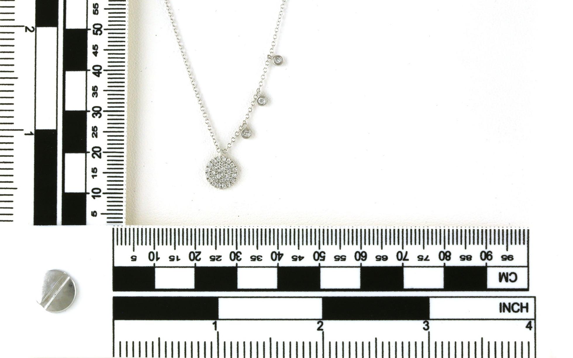 Asymmetrical Pave Diamond Disc and Bezel-set Diamond Station Necklace in White Gold (0.21cts TWT) scale