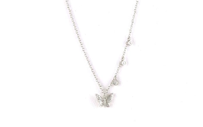 content/products/Asymmetrical Butterfly and Bezel-set Diamond Station Necklace in White Gold (0.07cts TWT)