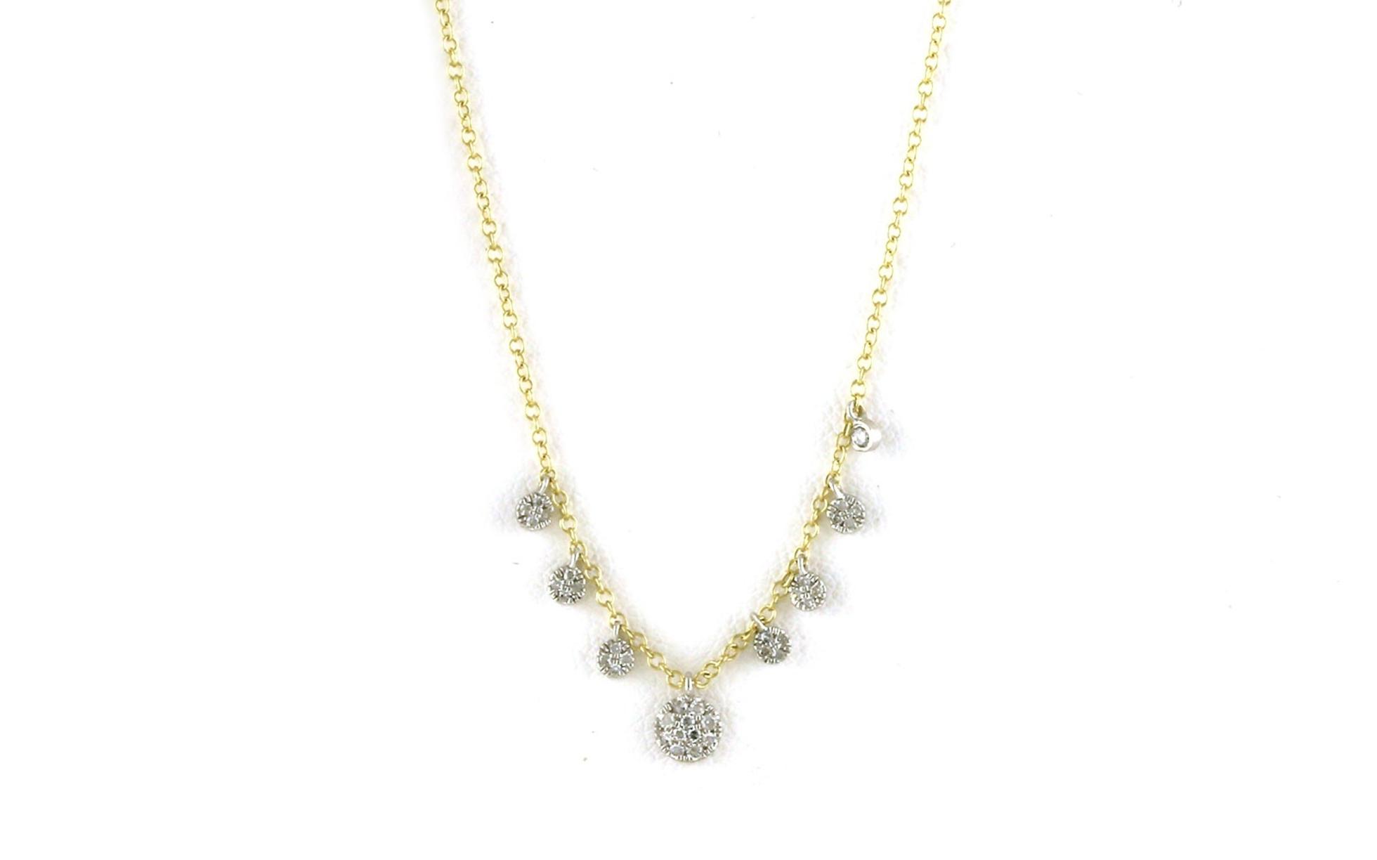 Asymmetrical Pave Diamond Disc Station Necklace in Yellow Gold (0.12cts TWT)