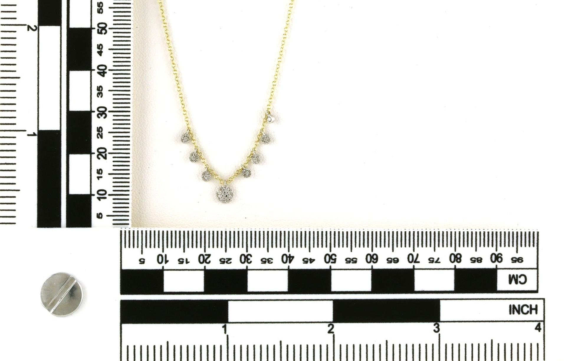 Asymmetrical Pave Diamond Disc Station Necklace in Yellow Gold (0.12cts TWT) scale