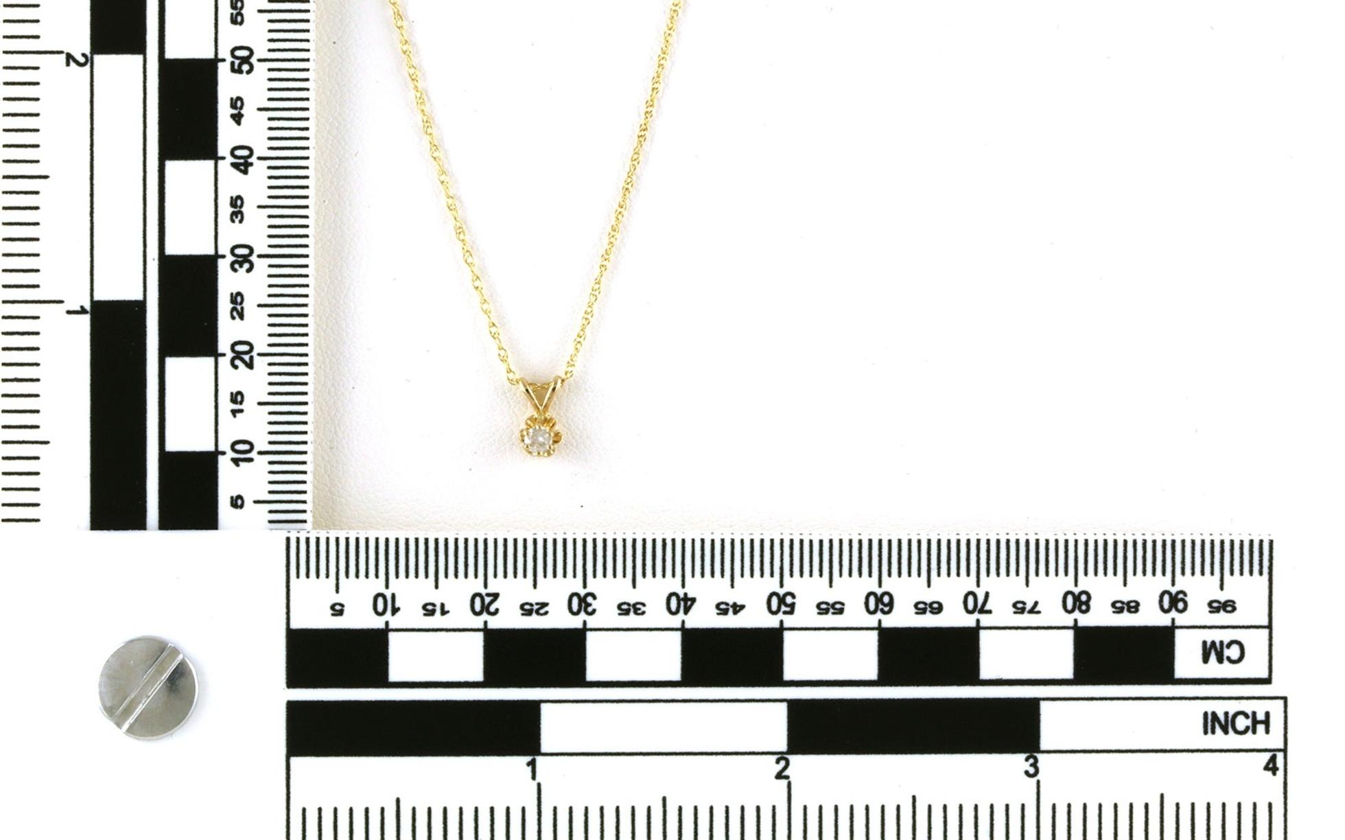 Estate Piece: Solitaire Buttercup Setting Diamond Necklace in Yellow Gold (0.08cts) scale