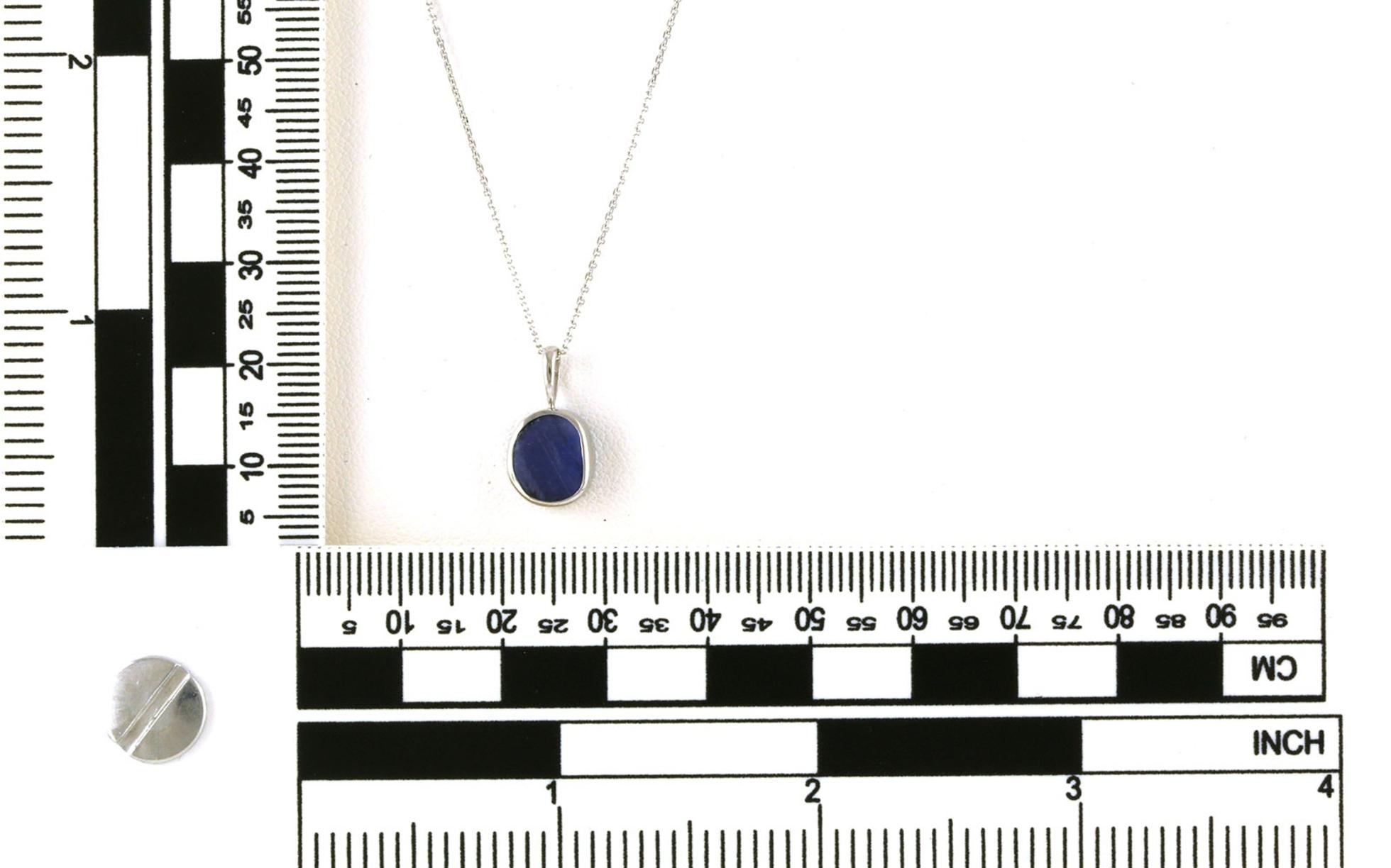 Bezel-set Raw Un-cut Montana Yogo Sapphire Necklace in White Gold (1.91cts) scale