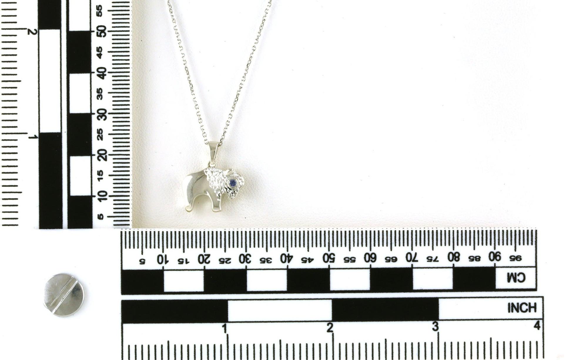 Buffalo Necklace with Montana Yogo Sapphire Eye in Sterling Silver (0.02cts) scale