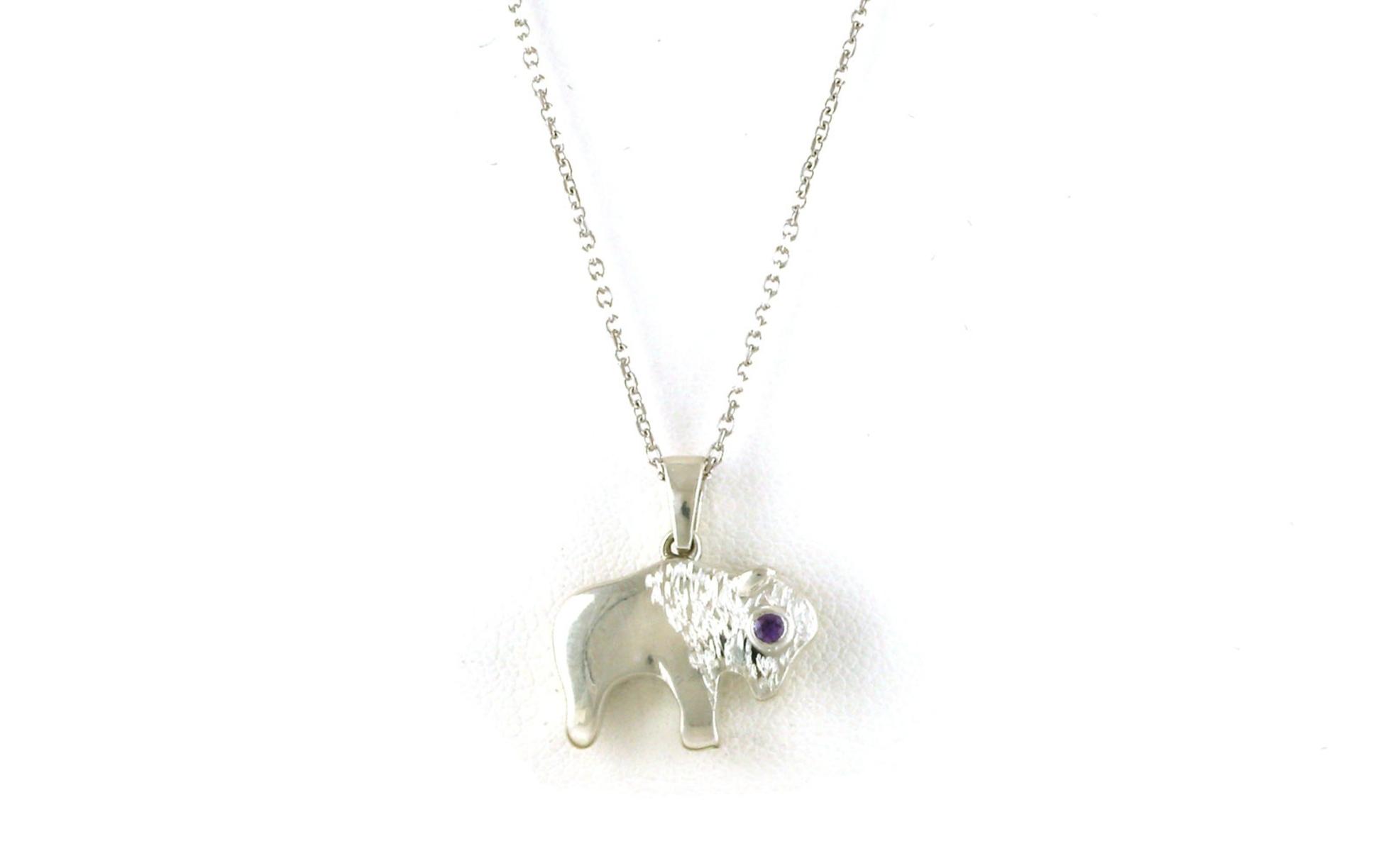 Buffalo Necklace with Huckleberry Yogo Sapphire Eye in Sterling Silver (0.02cts)
