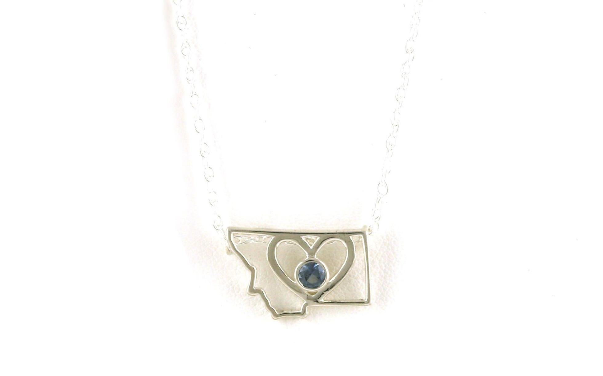 State of Montana Heart Bezel-set Montana Sapphire Necklace in Sterling Silver