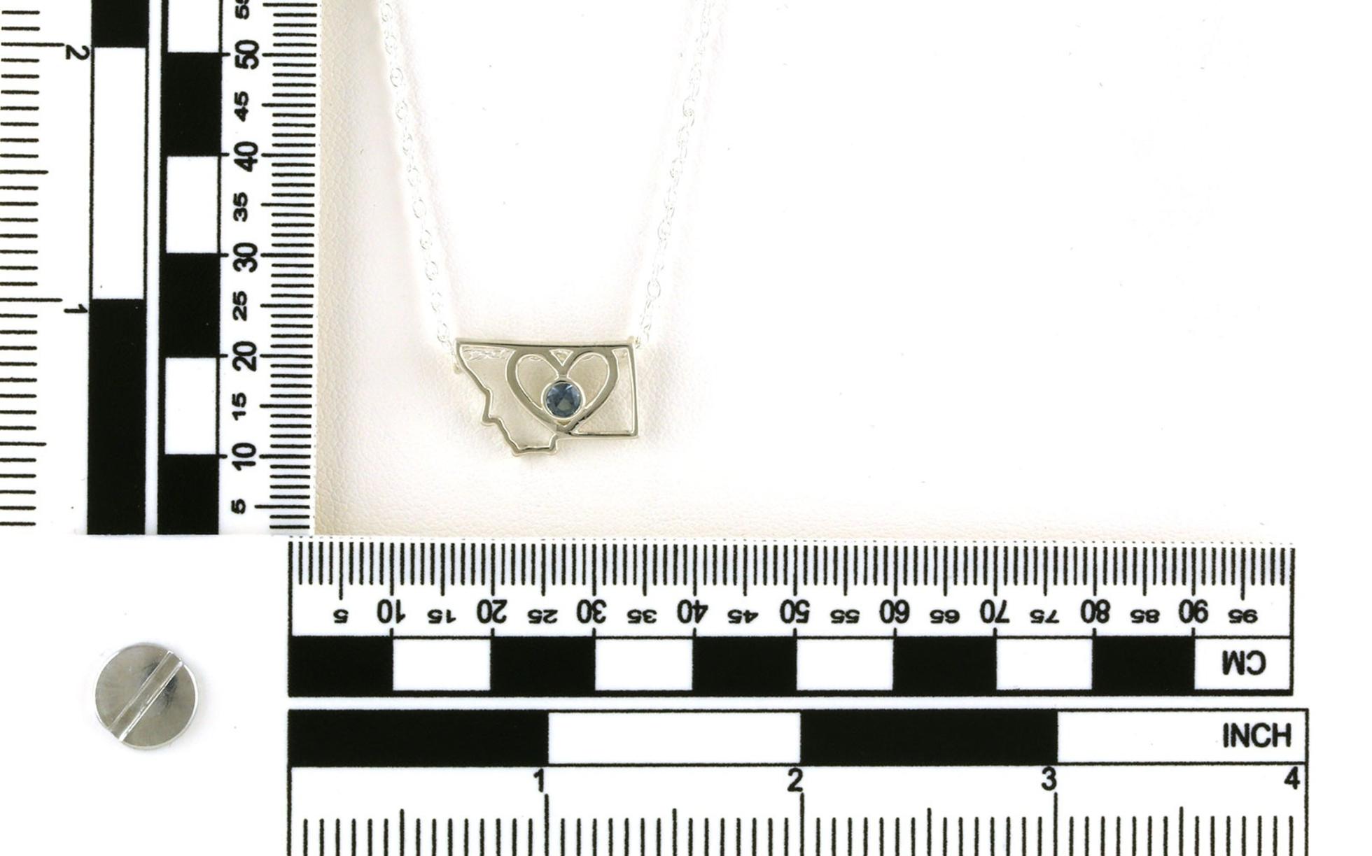 State of Montana Heart Bezel-set Montana Sapphire Necklace in Sterling Silver scale