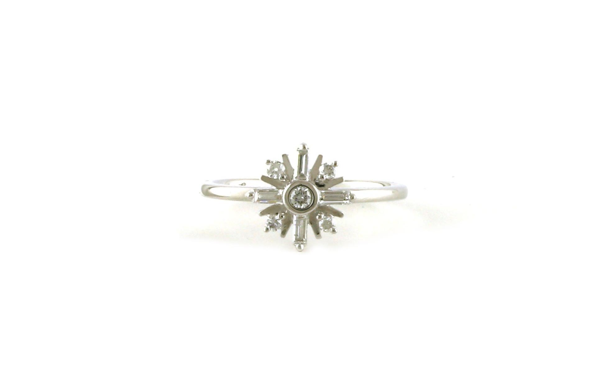 Starburst Baguette and Round-cut Diamond Ring in White Gold (0.26cts TWT)