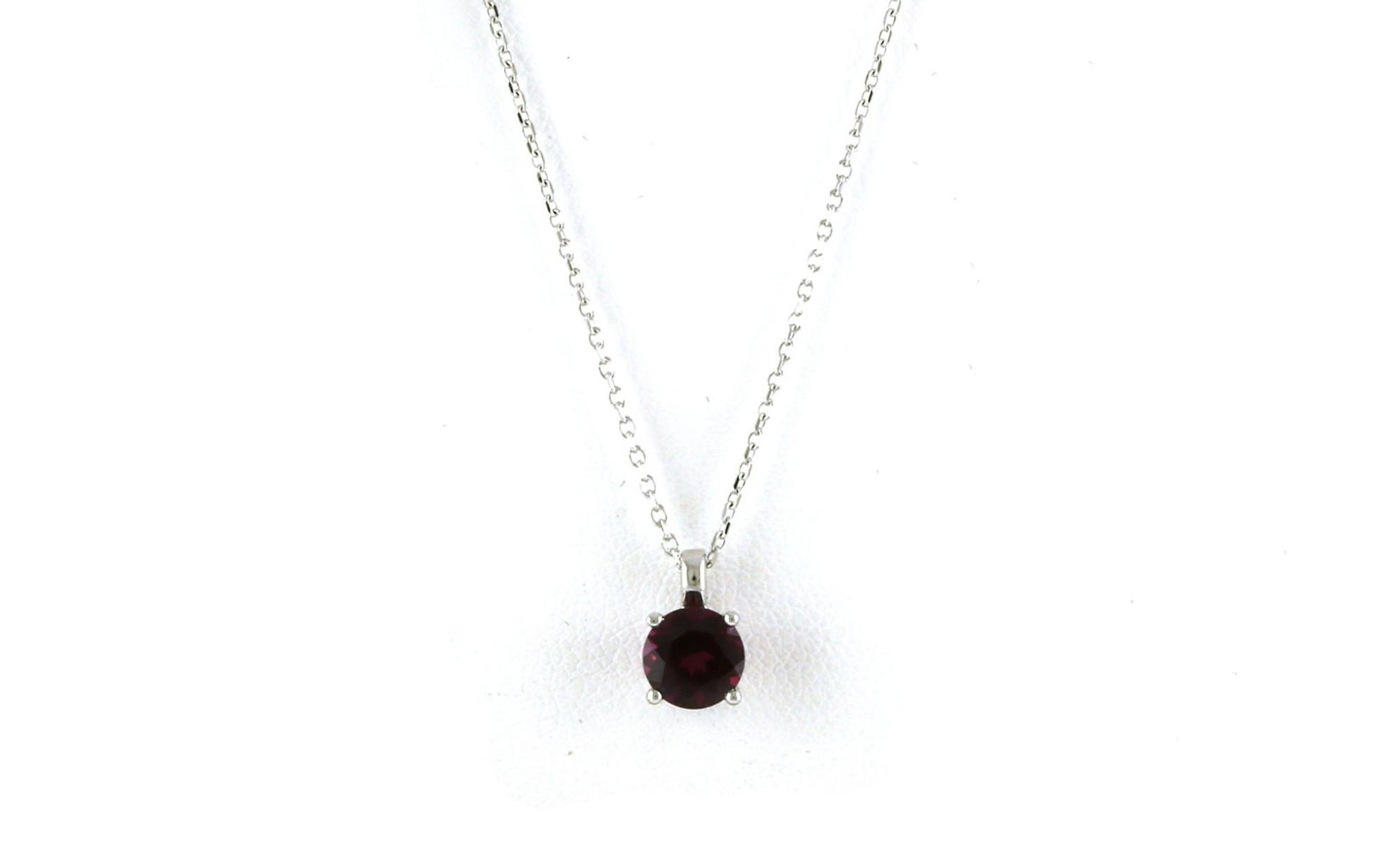 Solitaire-style Garnet Necklace in 4-Prong Setting in White Gold (1.13cts TWT)