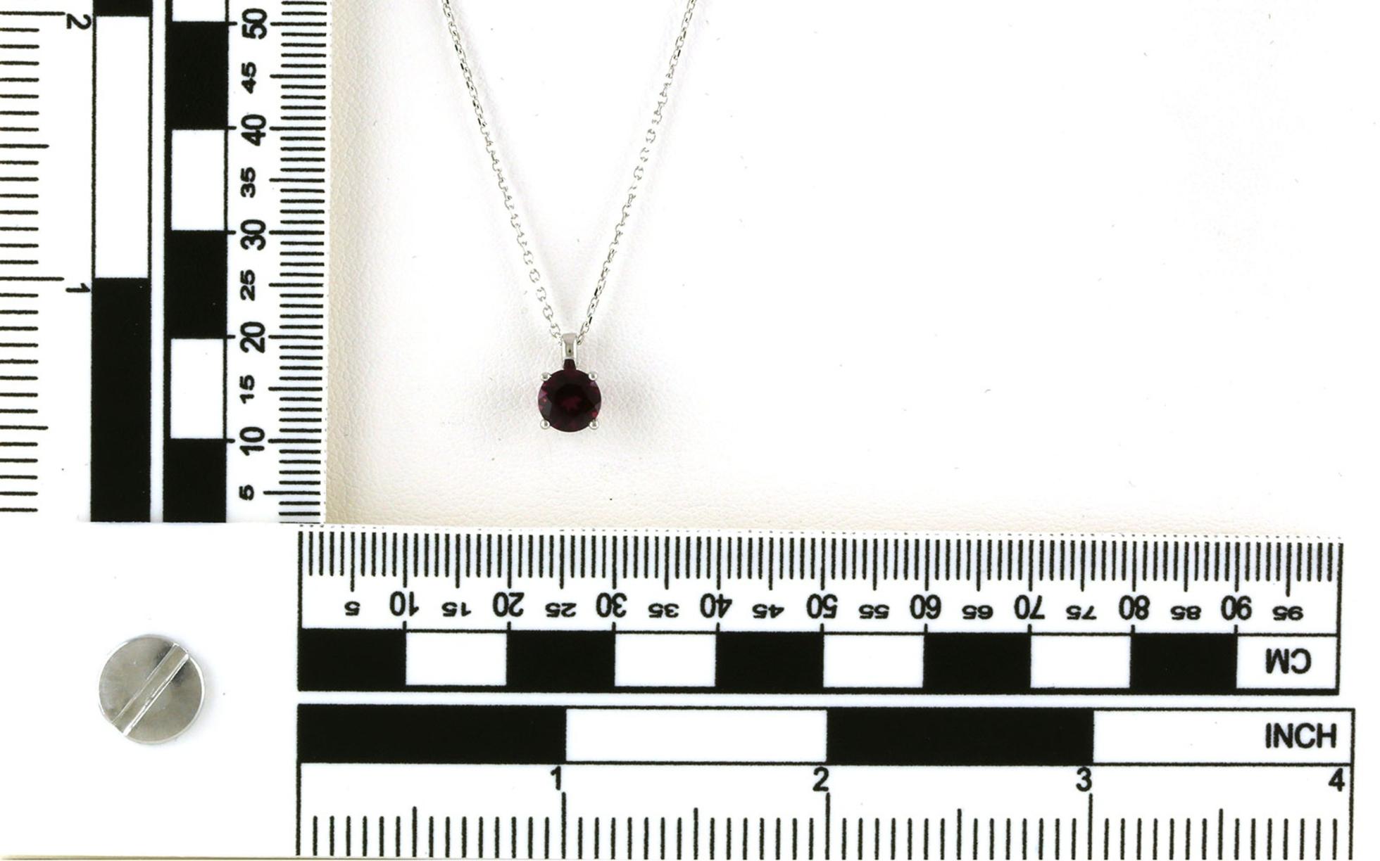 Solitaire-style Garnet Necklace in 4-Prong Setting in White Gold (1.13cts TWT) scale