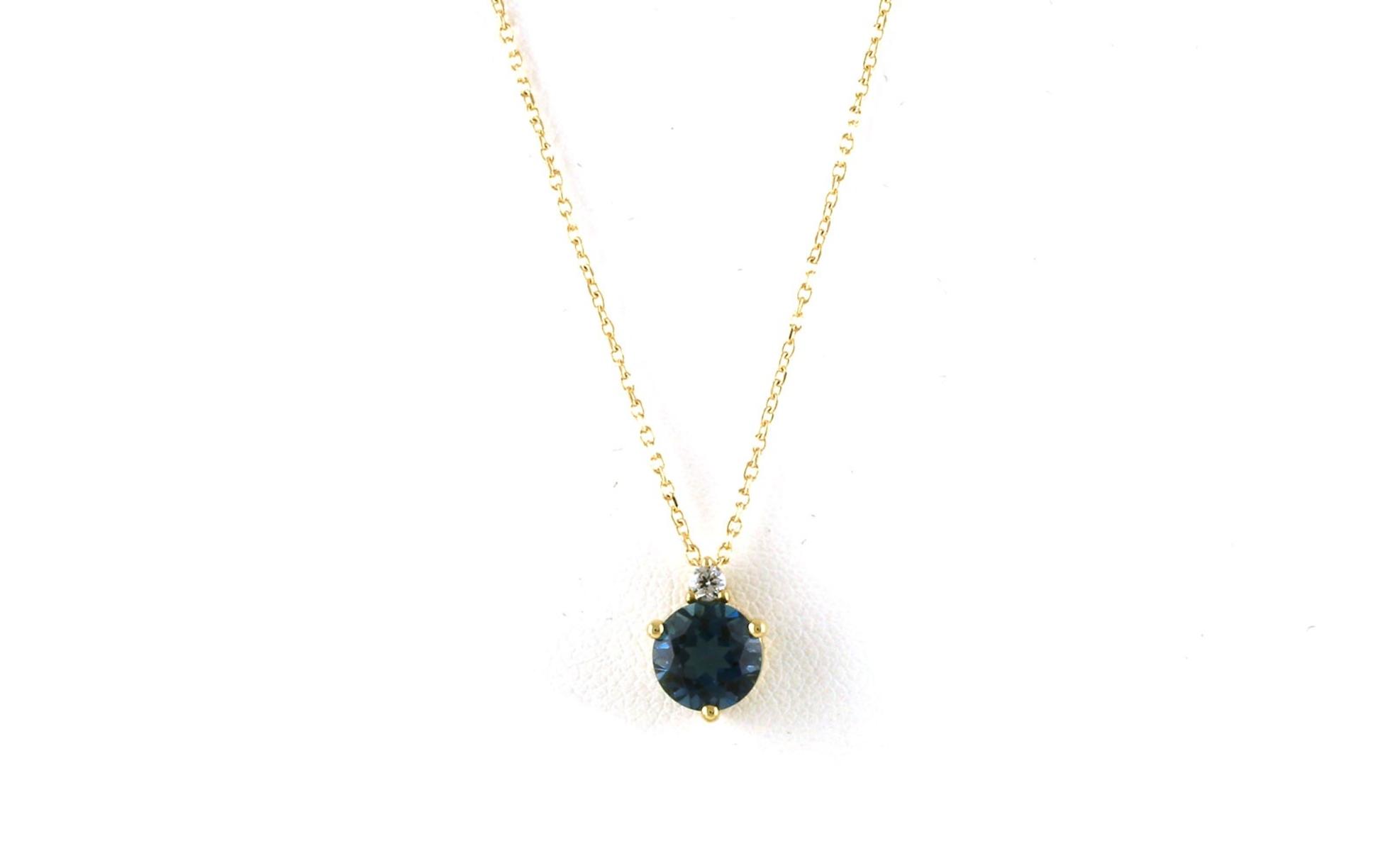 2-Stone Blue Topaz and Diamond Necklace in Yellow Gold (1.69cts TWT)
