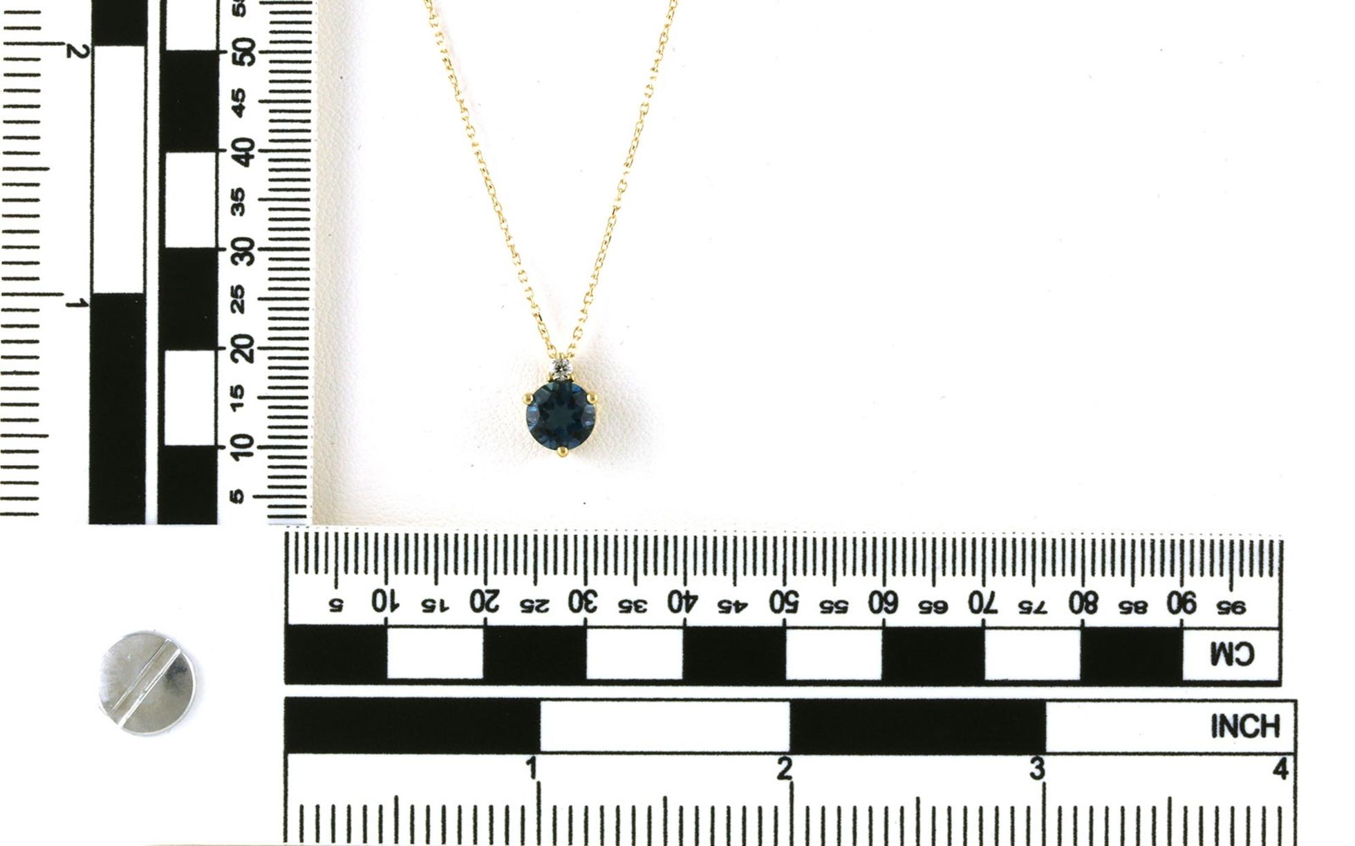 2-Stone Blue Topaz and Diamond Necklace in Yellow Gold (1.69cts TWT) scale