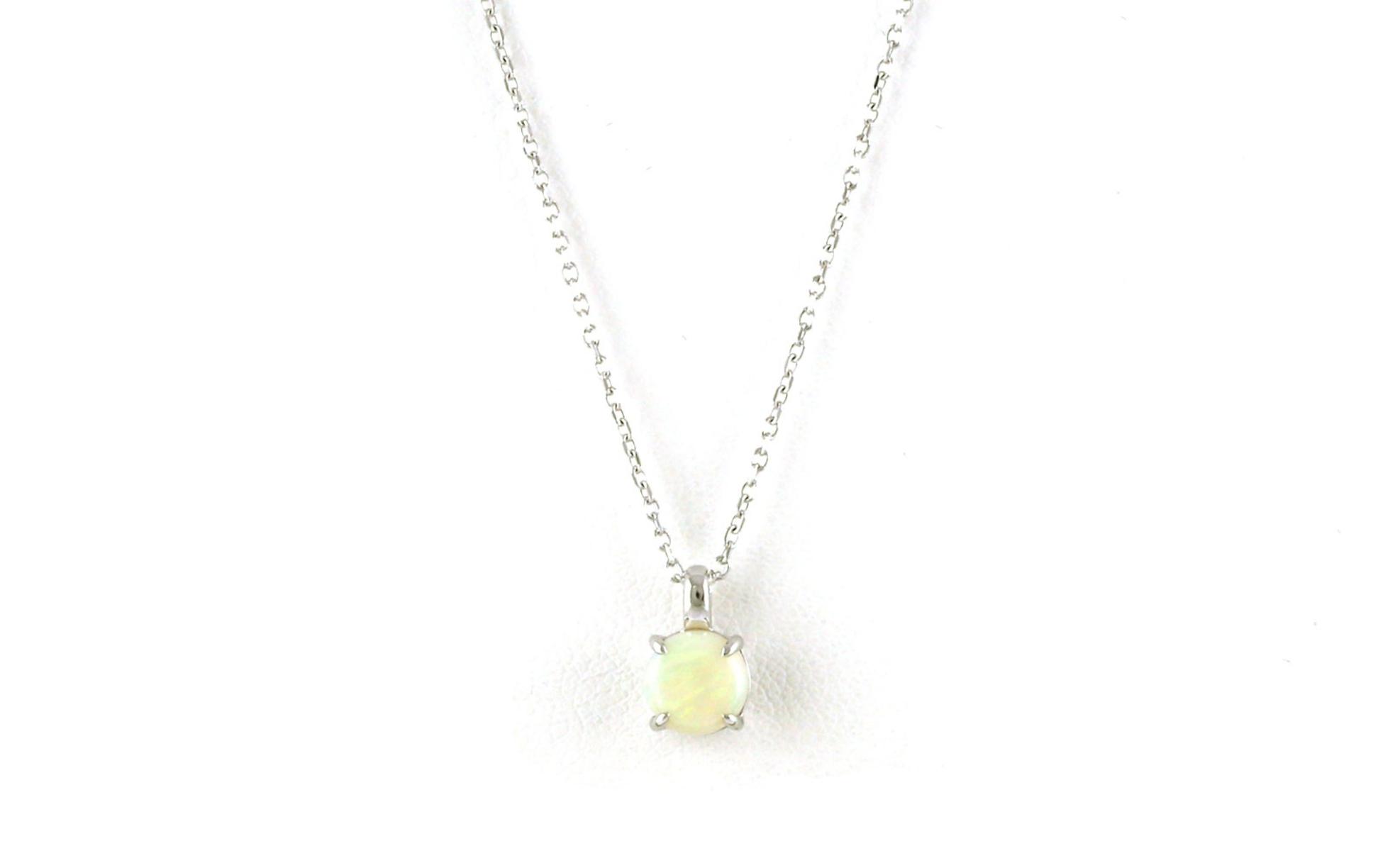 Solitaire-style Opal Necklace in 4-Prong Setting in White Gold