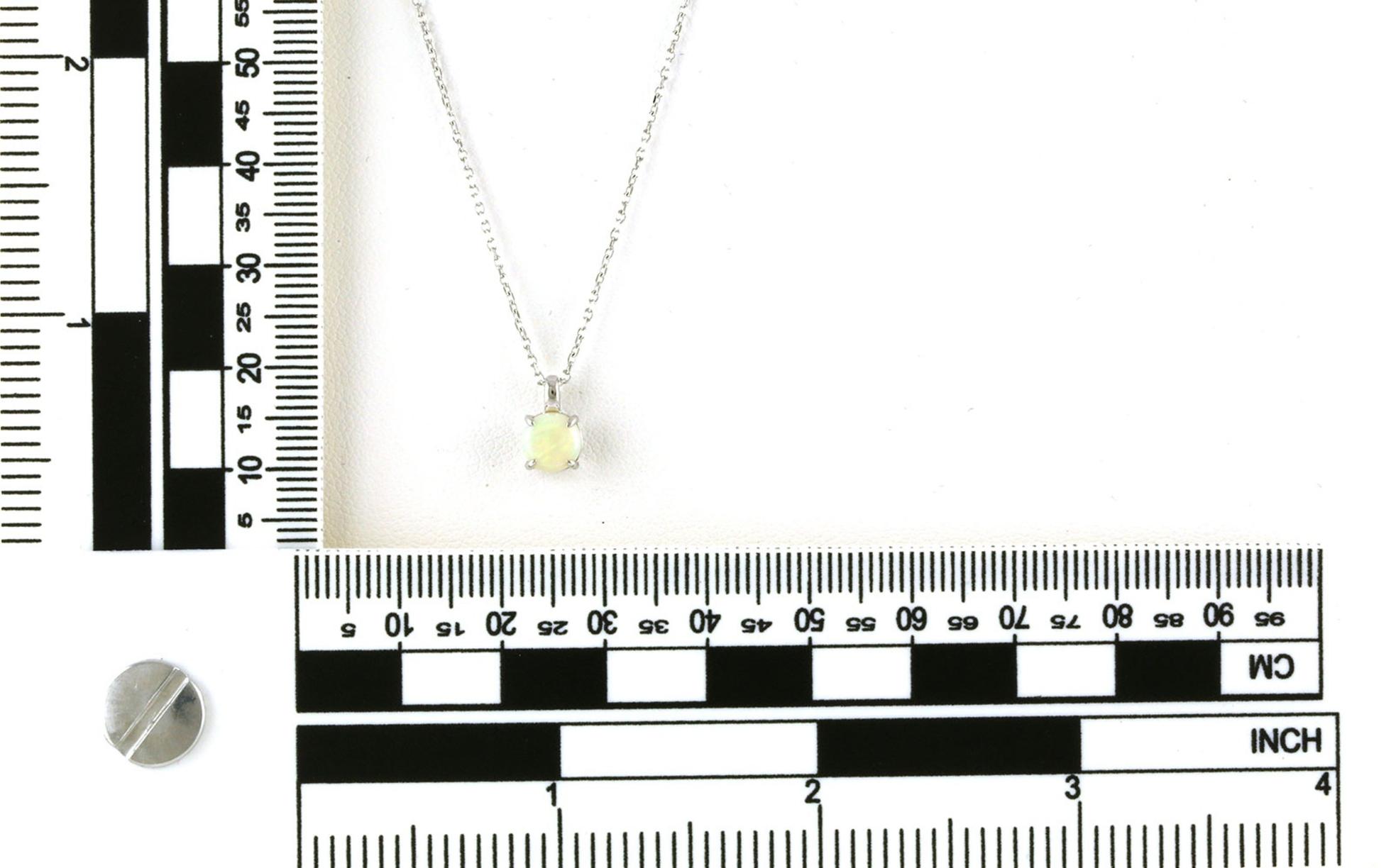 Solitaire-style Opal Necklace in 4-Prong Setting in White Gold scale
