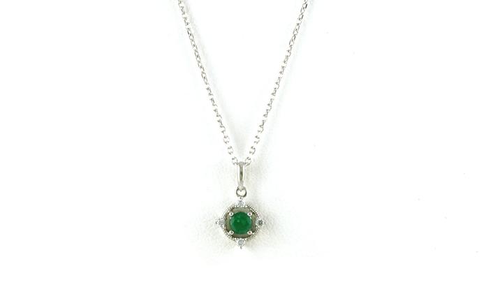 content/products/Vintage-style 5-Stone Emerald and Diamond Necklace in White Gold (0.24cts TWT)