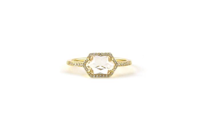 content/products/Halo Hexagon-cut White Topaz and Diamond Ring in Yellow Gold (1.13cts TWT)